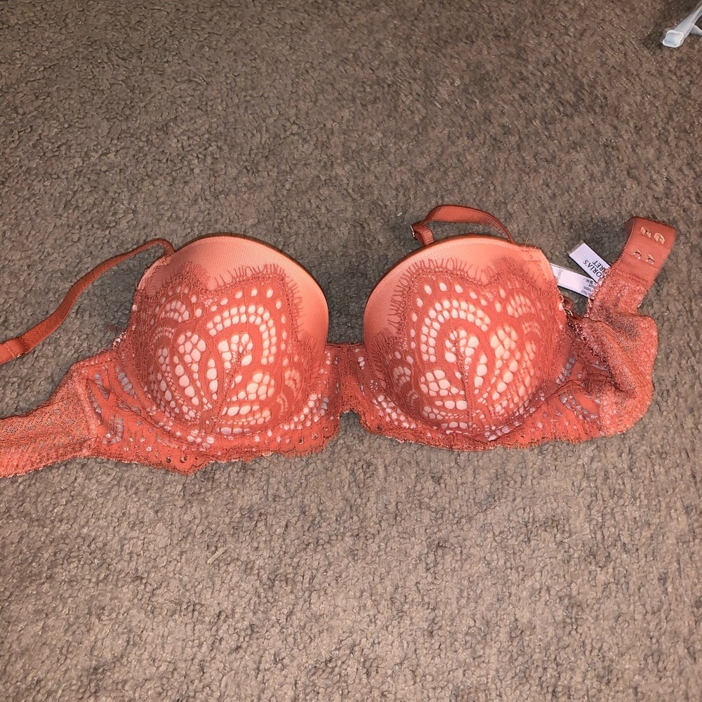 Orange/red Lacey Victoria’s Secret bra